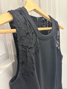 Madewell Black Lace-Panel Sheath Dress